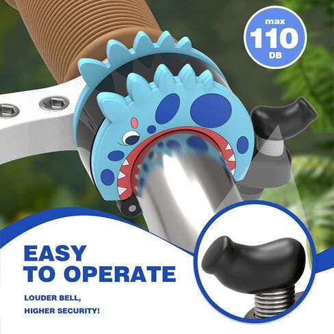 Bike Bell for Kids Dinosaur,110dB Loud, Fits 22.2-25.4mm Handlebars, Mountain/Road Bike & Scooter Safety for Boys Girls in Saudi Arabia