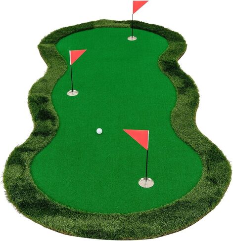 Goplus Golf Putting Green، 10x3.3FT/10x5FT بساط تدريب جولف كبير مع 3 فتحات، 3 أعلام، أكواب مساعدة للتدريب، عشب ذو ملمس واقعي، بساط تدريب احترافي للمنزل الداخلي والخارجي in Saudi Arabia