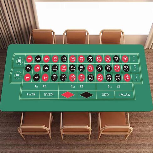 Relaxdays Roulette مقاس 60 × 120 سم، بساط البوكر مع بكرة تخزين، طبقة سفلية مطاطية غير قابلة للانزلاق، لألعاب الكازينو، بوليستر، 60x120 سم in Saudi Arabia