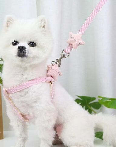 Dog Chain, Dog Collar, Dog Chain, Dog Walking Chain, Small and Medium-Sized Dogs (1.6m Pink Chest Back+Suitable for 8-16lb M Dog Chain) in Saudi Arabia