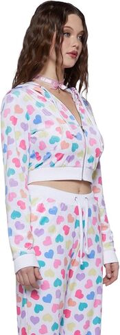Dolls Kill Loyal Maneater Velour Track Jacket by Sugar Thrillz – Cropped Heart Print Zip-Up Jacket in Saudi Arabia