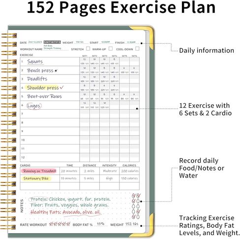 Fitness Workout Journal for Women & Men, A5(5.7" x 8.2") Workout Log Book Planner for Track Gym ＆ Home Workouts, Track Progress, Achieve Your Wellness Goals - Black in Saudi Arabia