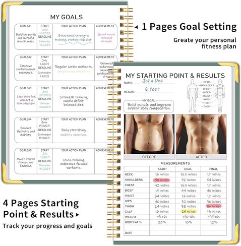 Fitness Workout Journal for Women & Men, A5(5.7" x 8.2") Workout Log Book Planner for Track Gym ＆ Home Workouts, Track Progress, Achieve Your Wellness Goals - Black in Saudi Arabia