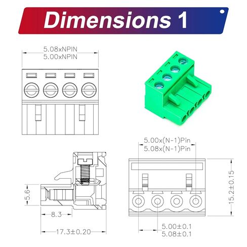 Tcenofoxy 5.08mm 2/3/4/5/6/7/8/9/10/11/12/13/14/15/16/18/20/24 PIN PHONIX CONNECTION PCB TREMINAL COLLENT in Kuwait
