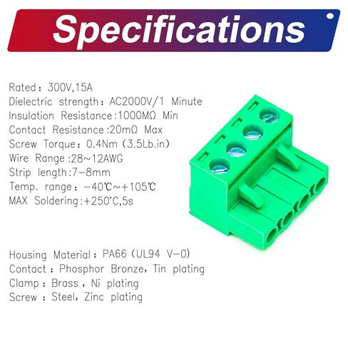Tcenofoxy 5.08mm 2/3/4/5/6/7/8/9/10/11/12/13/14/15/16/18/20/24 PIN PHONIX CONNECTION PCB TREMINAL COLLENT in Kuwait