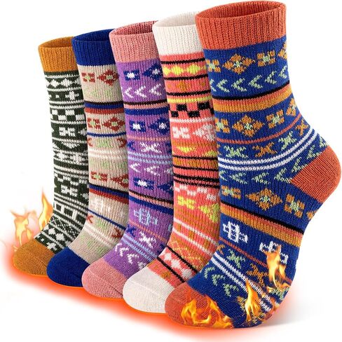 eallco Wool Socks Women Winter Warm Socks Thermal Thick Cozy Crew Socks for Womens Gifts 5 Pairs in Saudi Arabia