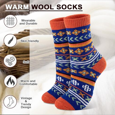 eallco Wool Socks Women Winter Warm Socks Thermal Thick Cozy Crew Socks for Womens Gifts 5 Pairs in Saudi Arabia