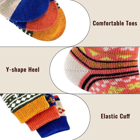 eallco Wool Socks Women Winter Warm Socks Thermal Thick Cozy Crew Socks for Womens Gifts 5 Pairs in Saudi Arabia
