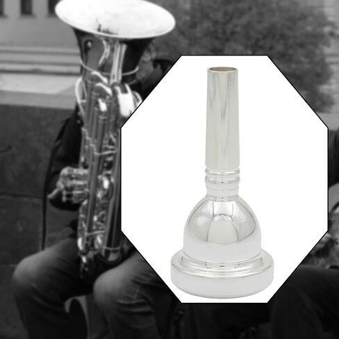 Tuba Mouthpiece Brass Instrument Replacement Professional Grade Sturdy Brass Construction Performance Upgrade- Style D Silver in Saudi Arabia