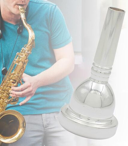 Tuba Mouthpiece Brass Instrument Replacement Professional Grade Sturdy Brass Construction Performance Upgrade- Style D Silver in Saudi Arabia