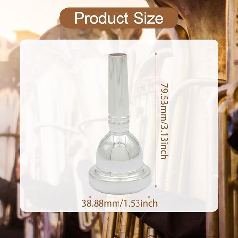 Tuba Mouthpiece Brass Instrument Replacement Professional Grade Sturdy Brass Construction Performance Upgrade- Style D Silver in Saudi Arabia