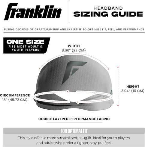Franklin Sports Baseball + عصابة رأس الكرة اللينة - تمرين البالغين + عصابات رياضية للرجال + نساء - عرق الفتل للتشغيل + التمرين - حجم واحد يناسب أكثر in Kuwait