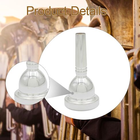 Tuba Mouthpiece Brass Instrument Replacement Professional Grade Sturdy Brass Construction Performance Upgrade- Style D Silver in Saudi Arabia