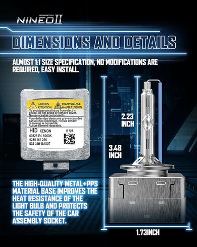 NINEO D3S HID Bulbs, 35W High/Low Beam 10000K Dark Blue Fit for 66340 42403 42302 Replacement, Pack of 2 in Saudi Arabia