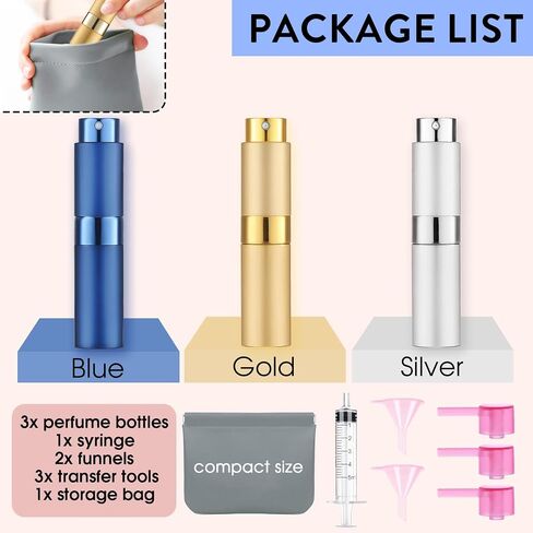 6 Pack 8ML Empty Perfume Atomizer Cologne Travel Spray Bottle for Refill Portable Cologne Dispenser Mini Sprayer for Women Men Twist Tpye in Kuwait