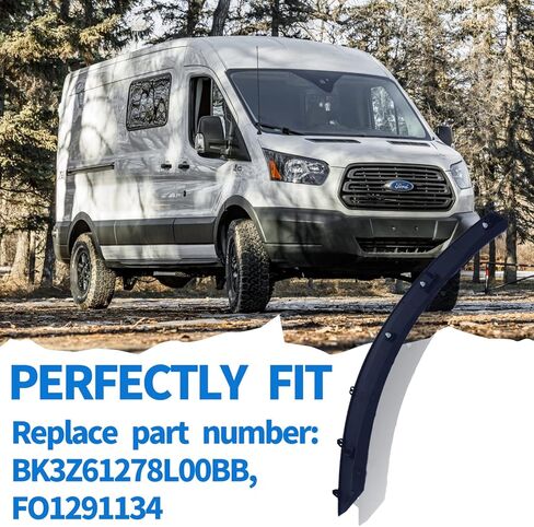 Rear Right Fender Flare for Transit 150 250 350 2015-2023, Wheel Arch Molding Trim Splash Guard Accessories, Replace OEM # CK4Z61280K96AC, FO1791121, Passenger Side, 1PC in Kuwait