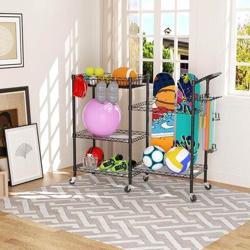 SINGAYE Dumbbell Rack Stand With Yoga Mat Storage, Gym Equipment Organizer, Cart for Workout Room, Home Gym With Hooks and Wheels in Saudi Arabia