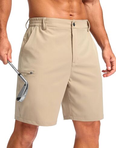 G Gradual Men's Casual Shorts 7"/ 9" Lightweight 4 Pockets Stretch Quick-Dry Summer Shorts for Golf Work Hiking Trips (7", Light Khaki, L) in Saudi Arabia