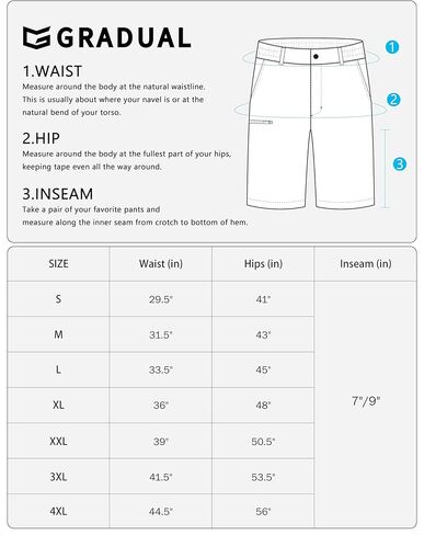 G Gradual Men's Casual Shorts 7"/ 9" Lightweight 4 Pockets Stretch Quick-Dry Summer Shorts for Golf Work Hiking Trips (7", Light Khaki, L) in Saudi Arabia