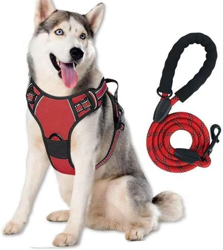 Anti-Pull Dog Chest and Shoulder Strap Adjustable Reflective Oxford Medium and Large Dog Chest and Shoulder Strap (Red (1.5-Meter Rope Set), M(15-35 pounds pet)) in Saudi Arabia