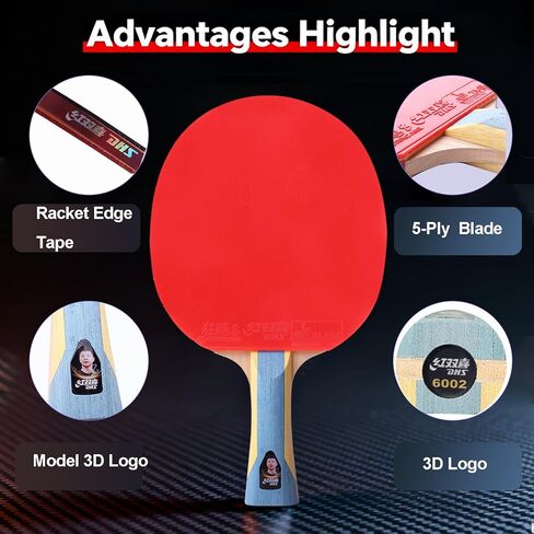 مجداف DHS Ping Pong - مضرب تنس طاولة احترافي ومتقدم مع مطاط عالي السرعة وعالي الدوران، شفرة مجمعة مسبقًا جاهزة للعب للبطولات والتدريب in Kuwait