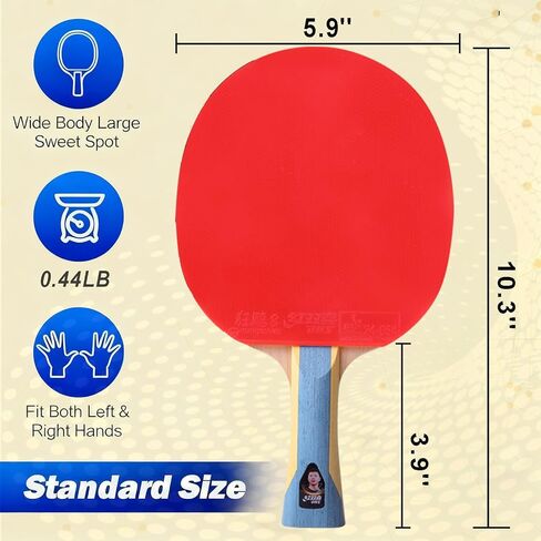 مجداف DHS Ping Pong - مضرب تنس طاولة احترافي ومتقدم مع مطاط عالي السرعة وعالي الدوران، شفرة مجمعة مسبقًا جاهزة للعب للبطولات والتدريب in Kuwait
