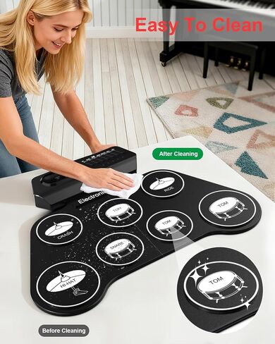 AiJoy Portable Electronic Drum Set for Kids – 7 Pads, Built-in Speaker, Rechargeable Roll-Up Drum Kit with Headphone Mode & Demo Songs – Ideal Gift for Beginners & Childre in Saudi Arabia