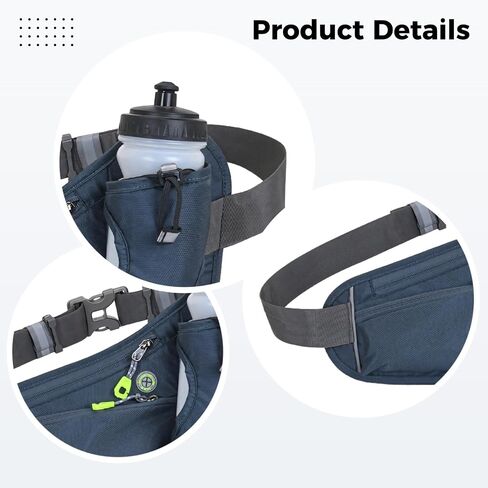 Water Bottle Holder Fanny Pack, Adjustable Strap Running Waist Bag, Reflective Sports Belt for Phone Storage, Hydration Running Pouch, Waterproof for Hiking Fitness Jogging in Saudi Arabia