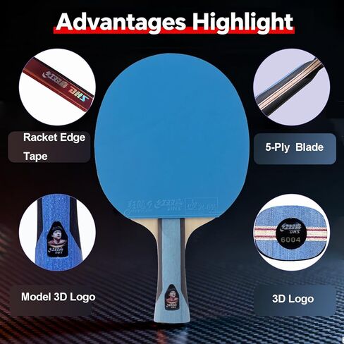 مجداف DHS Ping Pong - مضرب تنس طاولة احترافي ومتقدم مع مطاط عالي السرعة وعالي الدوران، شفرة مجمعة مسبقًا جاهزة للعب للبطولات والتدريب in Kuwait