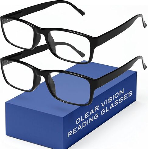 Gaoye 2-Pack of Reading Glasses +2.25 - Blue-Light Filter, UV Protection - Readers with Rectangle Frames in Kuwait
