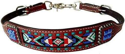 Showman Leather Wither Strap w/Blue & Red Beaded Navajo Design in Saudi Arabia
