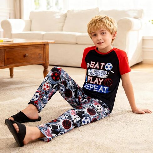 STINGENTCOKID BOYS PAJAMAS مجموعة 2 قطعة قميص قصير الأكمام سراويل أعلى مع جيوب حجم 6-12 in Saudi Arabia