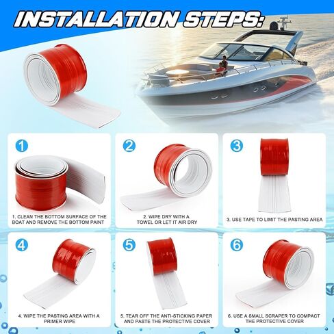 PSLER Keel Guard for Fiberglass Boat 5＂ Self-Adhesive Keel Protector to Withstand Rocks, Slopes,6FT Length,Fit Under 18 FT Boat in Saudi Arabia