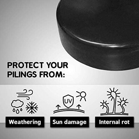 غطاء خوازيق Marine Dock، تصميم مسطح من الأعلى، غطاء خوازيق، مادة بولي إيثيلين 100%، يدوم حتى أكثر من 10 سنوات (أسود، 9.5 بوصة) in Kuwait