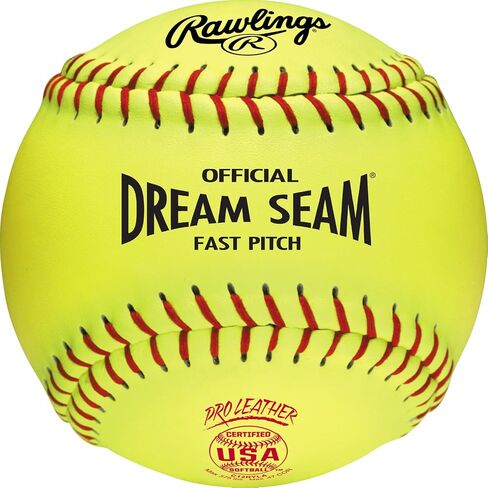 رولينغز | الكرات اللينة الرسمية من Dream Seam Fastpitch | الولايات المتحدة الأمريكية/آسا | خيارات مقاس 11 بوصة و12 بوصة | غطاء صناعي | 12 عدد in Saudi Arabia