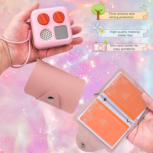 حافظة سيليكون MGZNMTY متوافقة مع مشغل Yoto Mini - مكبر صوت بلوتوث للأطفال، غطاء حماية للاعب الأطفال وحامل بطاقات لبطاقة Yoto تحمل ما يصل إلى 10 بطاقات (وردي) in Kuwait