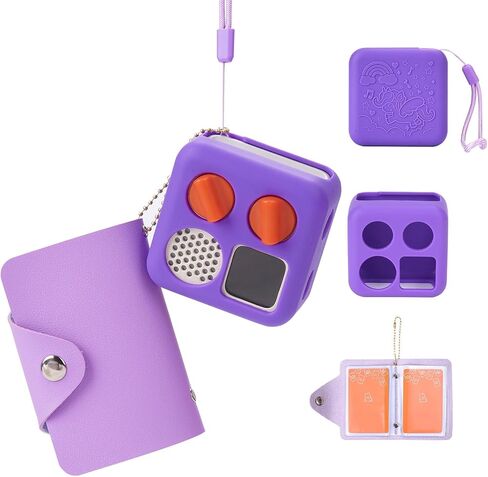 حافظة سيليكون MGZNMTY متوافقة مع مشغل Yoto Mini - مكبر صوت بلوتوث للأطفال، غطاء حماية للاعب الأطفال وحامل بطاقات لبطاقة Yoto تحمل ما يصل إلى 10 بطاقات (وردي) in Kuwait