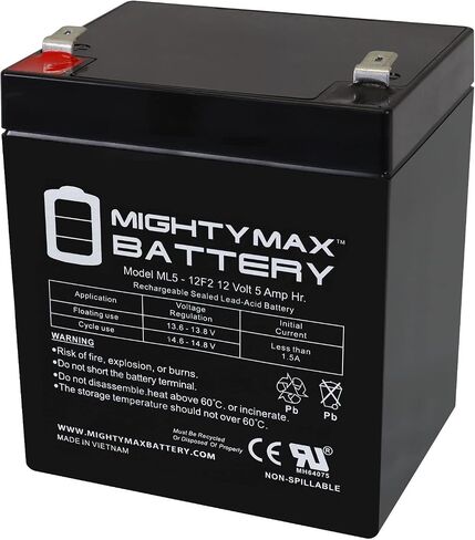 Mighty Max Battery 12V 5Ah F2 SLA Replacement Battery for Razor E175 Red 13111259-2 Pack in Saudi Arabia