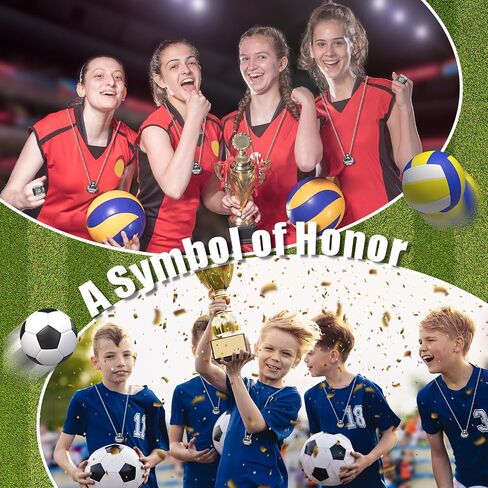 Landical 12 حزمة من حلقات كأس البطل Mvp Sport Award هدية مع سلسلة عنق وصندوق حامل للعرض للفائز بالبطولة أو الدوري in Kuwait