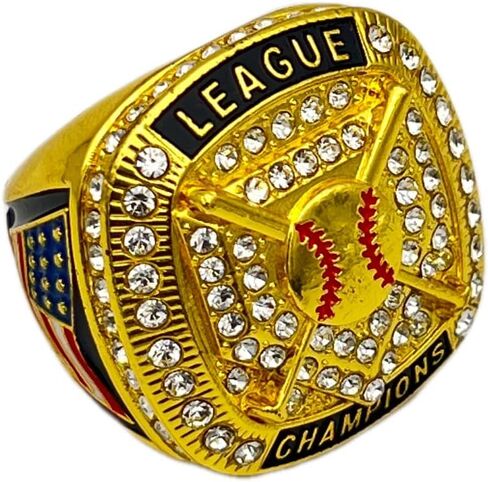 خواتم رياضية مخفضة HOME PLATE LEAGUE CHAMPION RING — هيكل ذهبي، حجر شفاف العنصر 5-36 in Saudi Arabia