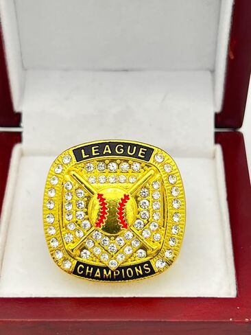 خواتم رياضية مخفضة HOME PLATE LEAGUE CHAMPION RING — هيكل ذهبي، حجر شفاف العنصر 5-36 in Saudi Arabia