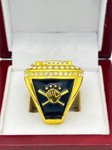 خواتم رياضية مخفضة HOME PLATE LEAGUE CHAMPION RING — هيكل ذهبي، حجر شفاف العنصر 5-36 in Saudi Arabia
