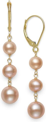 14k White Gold Cultured Freshwater Pearl Trio Dangle Drop Earrings (Multi-Black) in Kuwait