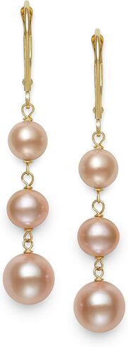 14k White Gold Cultured Freshwater Pearl Trio Dangle Drop Earrings (Multi-Black) in Kuwait