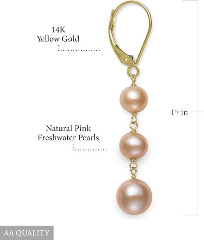 14k White Gold Cultured Freshwater Pearl Trio Dangle Drop Earrings (Multi-Black) in Kuwait