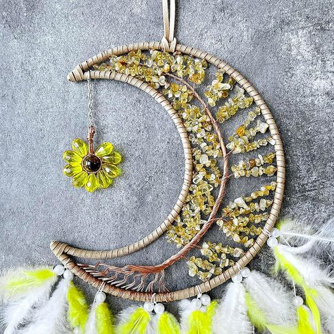 Moon Dreamcatcher Pink Crystal Tree Life Dream Catchers - Girls Children's Sweet Dreams Gift in Kuwait