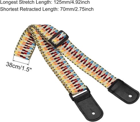 Generic Guitar Shoulder Strap Rainbow for Ukulele Guitar, Polyester Cotton, Vintage Style, Buckle Fastener in Saudi Arabia