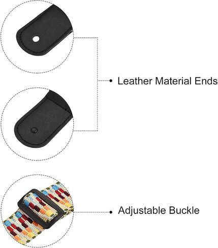 Generic Guitar Shoulder Strap Rainbow for Ukulele Guitar, Polyester Cotton, Vintage Style, Buckle Fastener in Saudi Arabia
