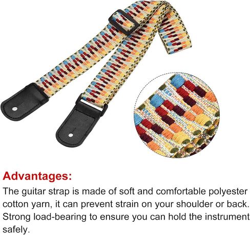 Generic Guitar Shoulder Strap Rainbow for Ukulele Guitar, Polyester Cotton, Vintage Style, Buckle Fastener in Saudi Arabia