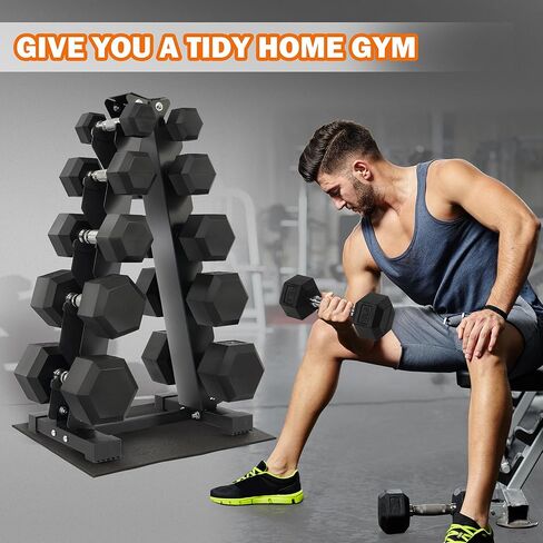مجموعة أوزان الدمبل السداسية المطلية بالمطاط ورف التخزين من Fitvids، مجموعة 100 رطل أو مجموعة 150 رطل، أزواج 5-20 رطل أو أزواج 5-25 رطل in Saudi Arabia